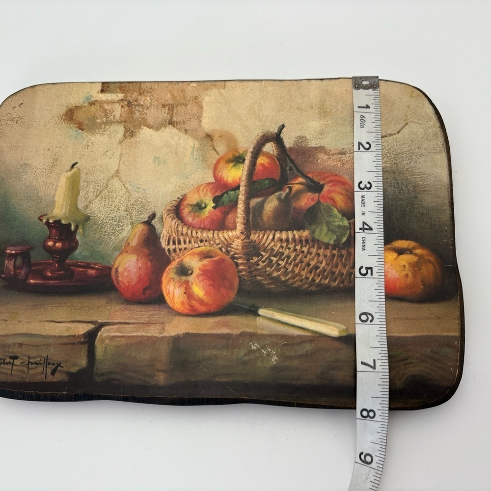 Vintage “Still Life With Apples” Print on Thick Wood Plaque - Picture 6 of 6